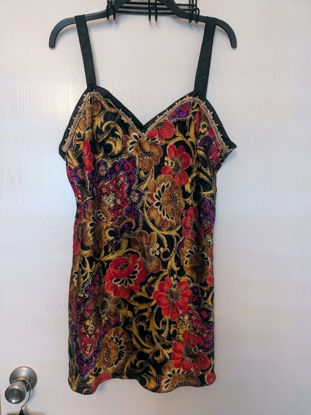 Vintage California Dynasty black floral chemise Size‎ M